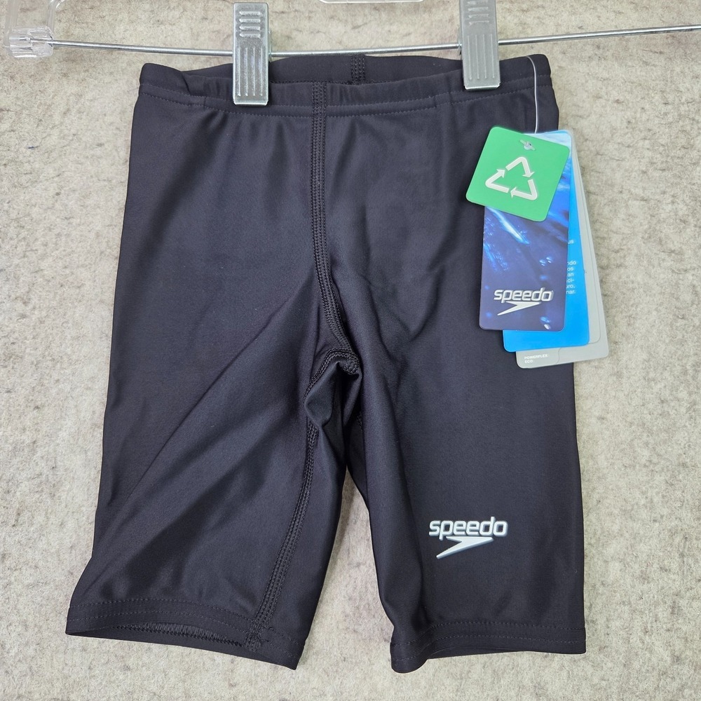 Speedo Youth Black Swim Shorts Jammer‎ Powerflex Eco Drawstring Size 22 NWT